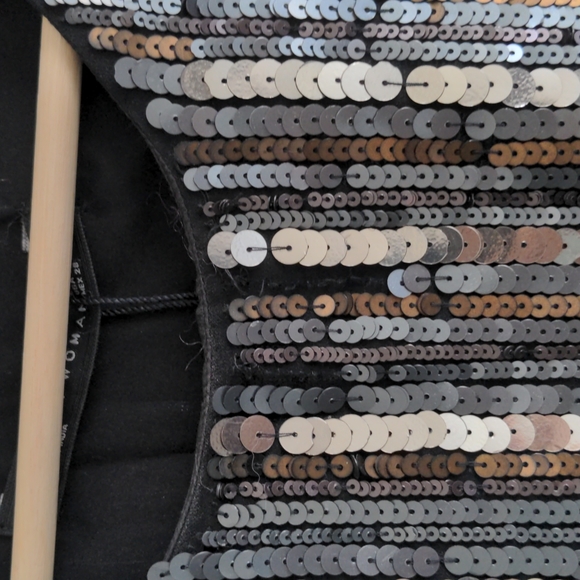 New With Tag Zara Sequin Dress Silver Pewter Bronze Black Metallic M - Picture 3 of 5